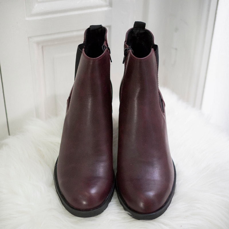 Wine Ankle Boots